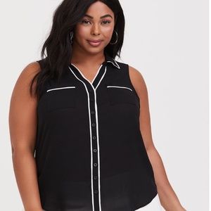 Torrid Madison Georgette Button-Down Sleeveless Shirt